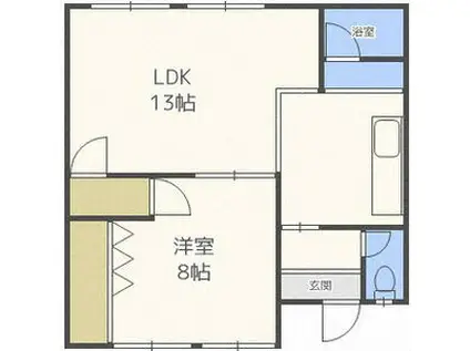 高浪ビル(1LDK/2階)の間取り写真
