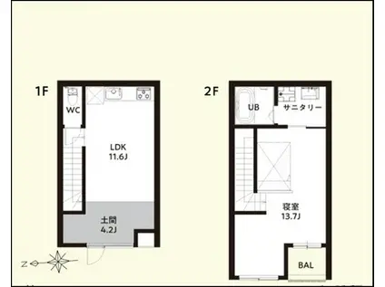 TRAIL HOFU HACHIOJIアトリエ(1LDK/1階)の間取り写真