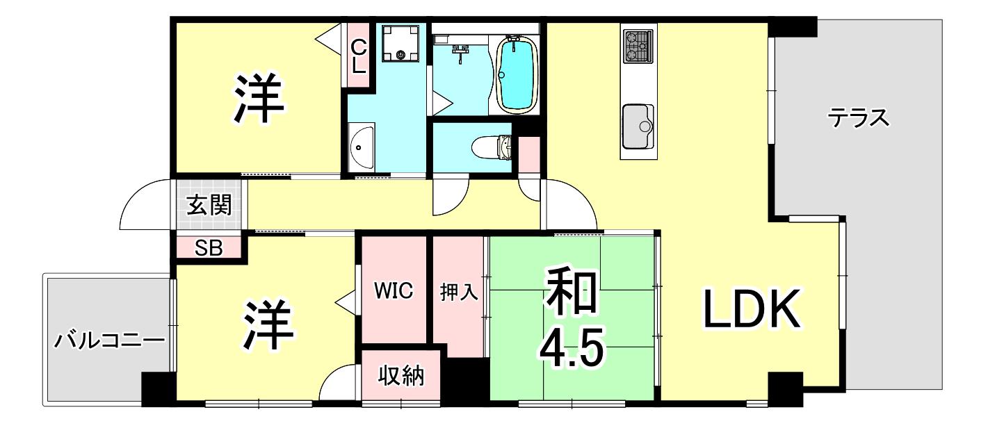 アルファステイツ神戸塩屋シーサイドテラスII(3LDK/1階)の間取り写真