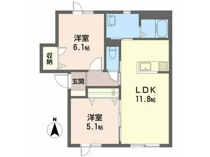 シャーメゾンミチコ(2LDK/2階)の間取り写真