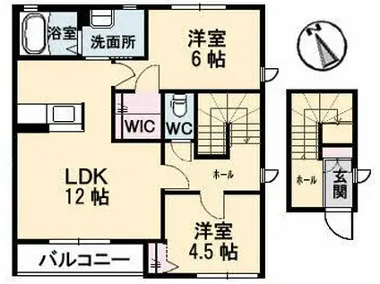 シャーメゾン・トパーズ S(2LDK/2階)の間取り写真