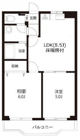 フローラ梶ヶ谷(2LDK/1階)の間取り写真