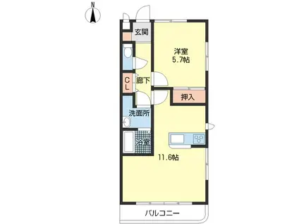 てぃあらSAM(1LDK/1階)の間取り写真