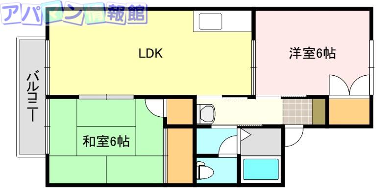 ウェルネス天神尾B(2LDK/1階)の間取り写真