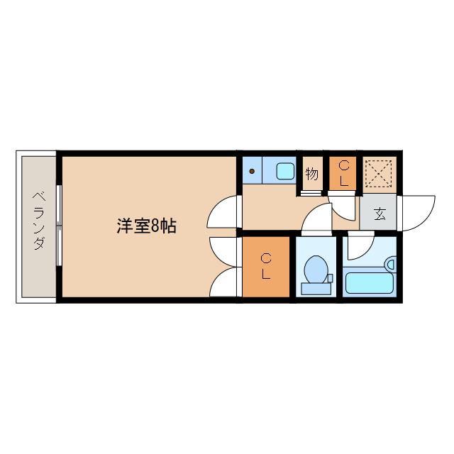 ベルトピア宮崎4(1K/4階)の間取り写真