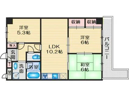 グリーンパレス千里中央A棟(3LDK/4階)の間取り写真