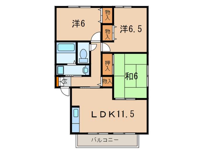 グリーンフォーレスト伊丹C棟(3LDK/1階)の間取り写真