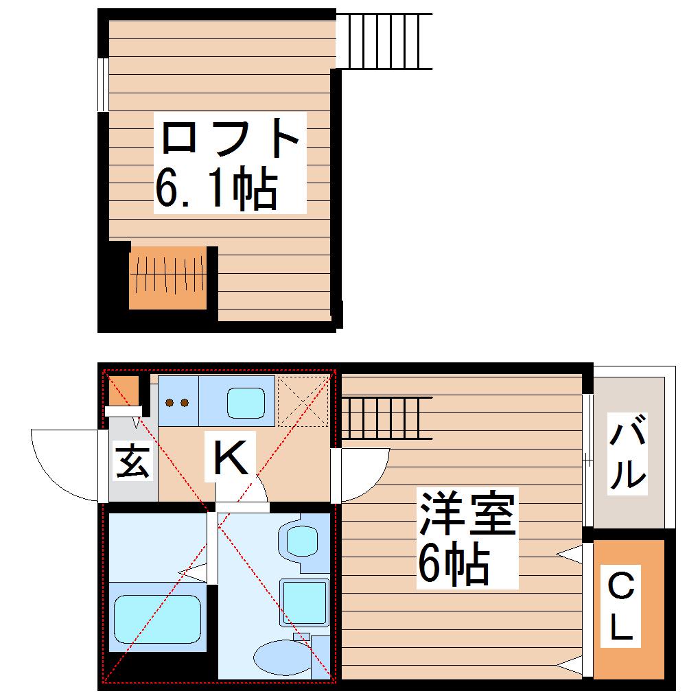 ヴァルムファーデン(1K/2階)の間取り写真