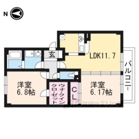 サンスマイル(2LDK/1階)の間取り写真