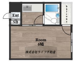 ソラーナ八戸ノ里(1K/3階)の間取り写真