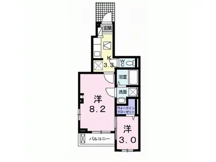 ポンド フィールド(2K/1階)の間取り写真