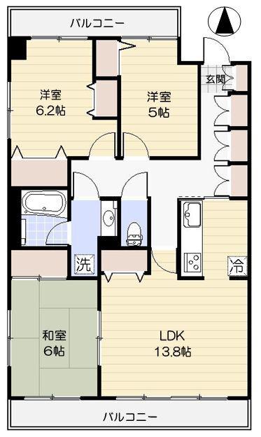 ルーエハイム府中(3LDK/3階)の間取り写真