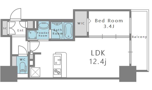 アーバネックス本町(1LDK/3階)の間取り写真