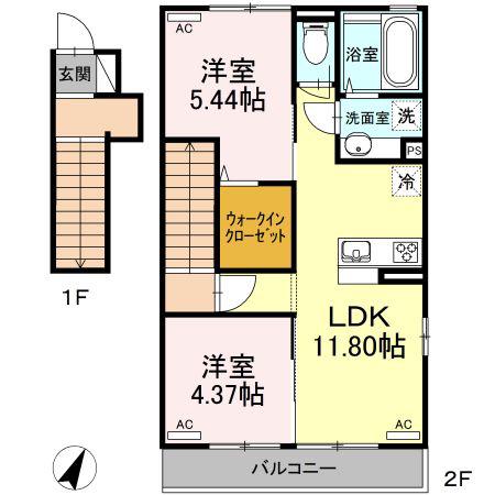 フォルホータ(2LDK/2階)の間取り写真