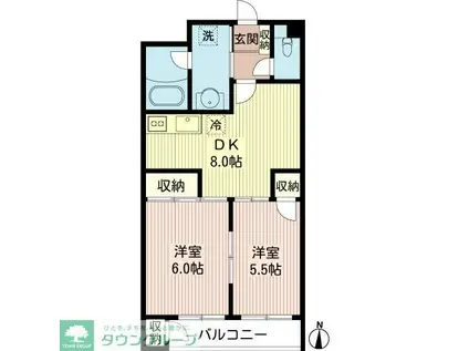 ロゼ下目黒(2DK/3階)の間取り写真