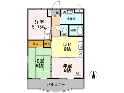 恵比寿ガーデンII(3DK/3階)の間取り写真