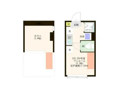 テラス千川向原(ワンルーム/1階)の間取り写真