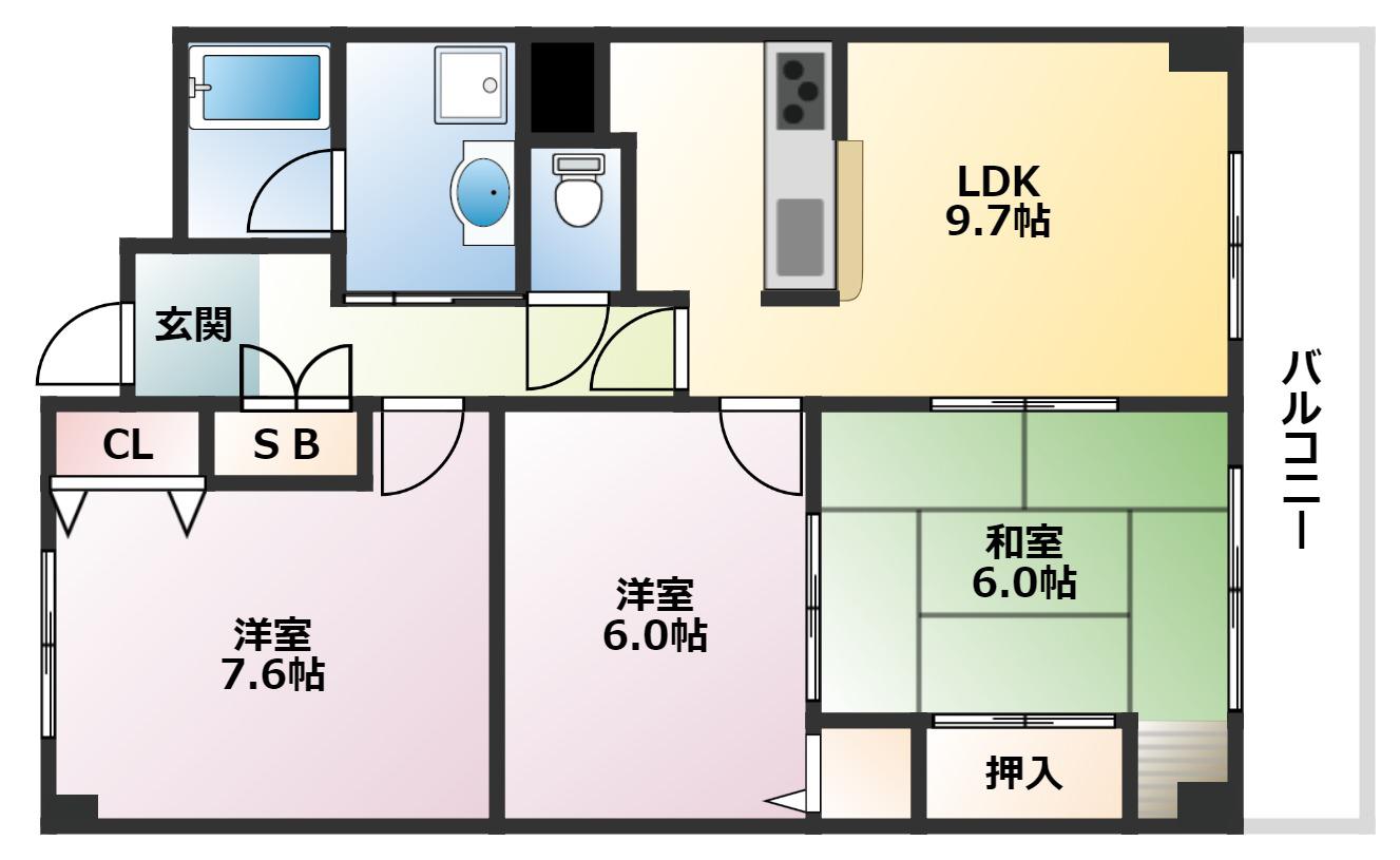 アイビーハイツ(3LDK/3階)の間取り写真