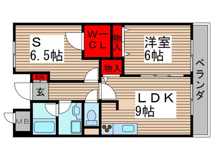 グランディール(1SLDK/2階)の間取り写真