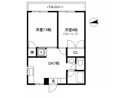 ケント松原(2DK/2階)の間取り写真