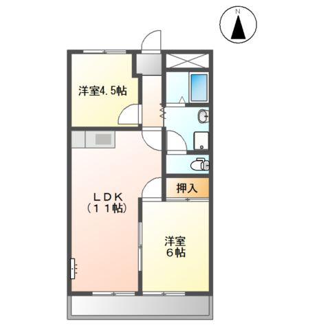 ツインハイムエクセル(2LDK/2階)の間取り写真