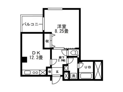 マンション市川(1DK/7階)の間取り写真