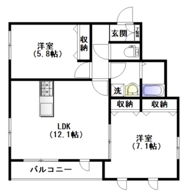 GPハウス東中野(2LDK/2階)の間取り写真