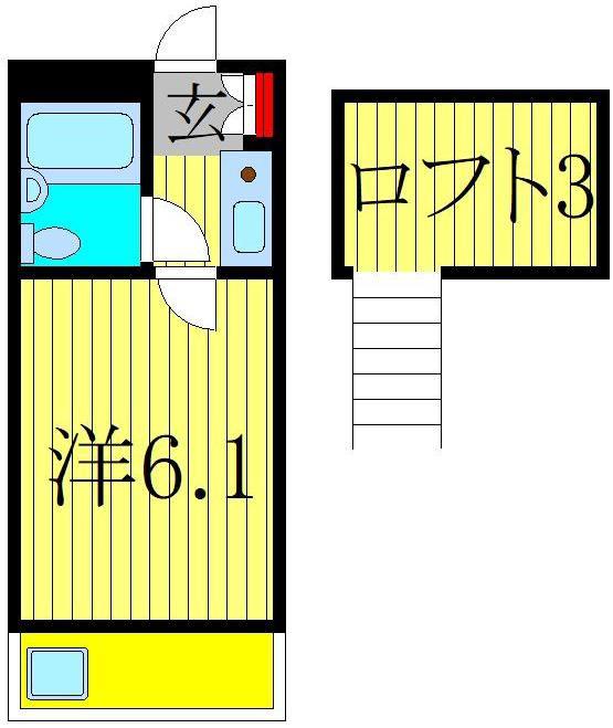 ビューパレス新柏B棟(1K/1階)の間取り写真
