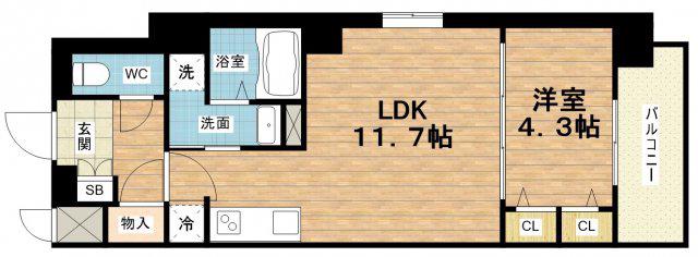 LA GRACE FUKUSHIMAII(1LDK/4階)の間取り写真