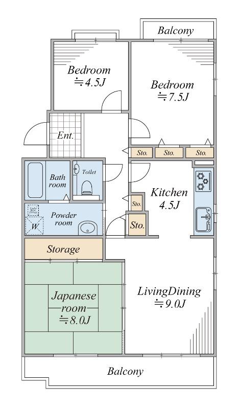 北竜台ステラ壱番館7号棟(3LDK/4階)の間取り写真
