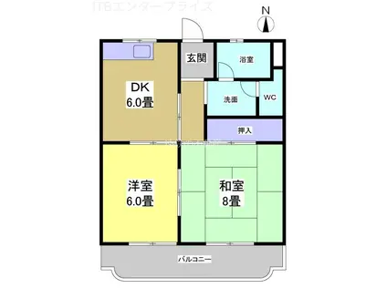 トラストマンション(2DK/2階)の間取り写真