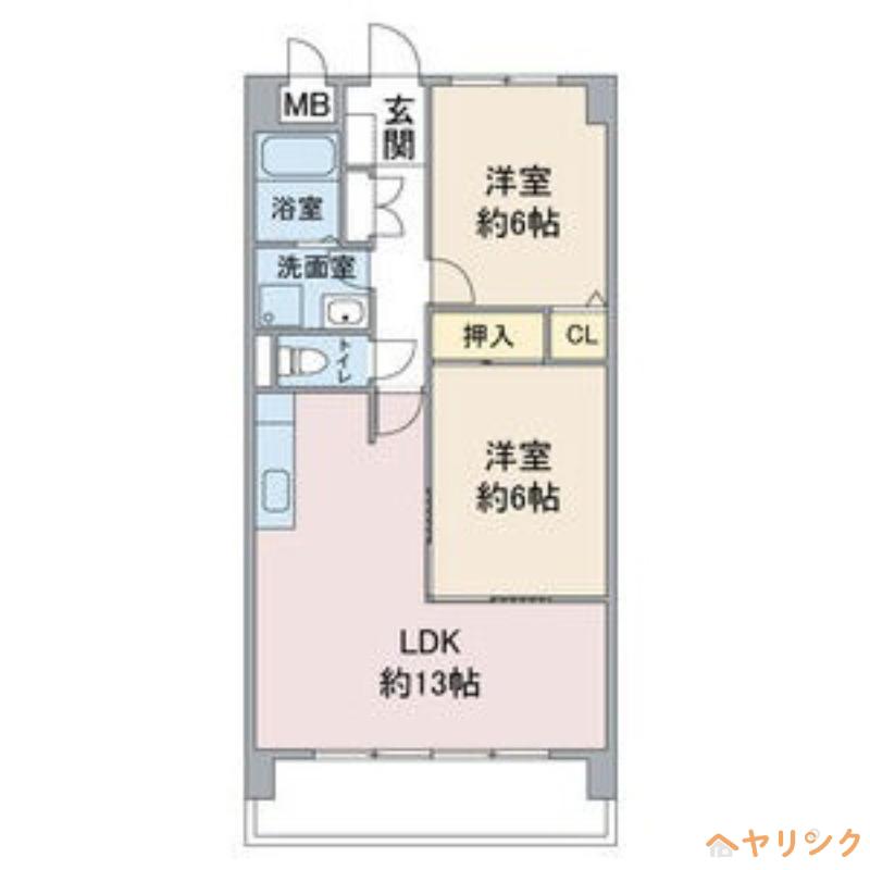 スカイアークビル(2LDK/9階)の間取り写真