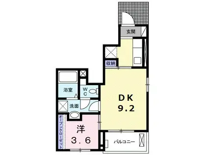 エスプランドル(1DK/1階)の間取り写真