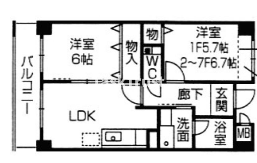 パームヒルズ(2LDK/4階)の間取り写真