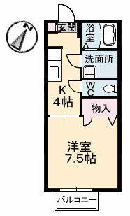 ジェネス長束(1K/2階)の間取り写真