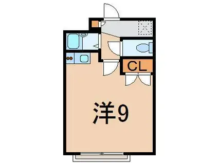 アーバンハイムK2(ワンルーム/2階)の間取り写真