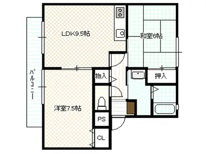 ルミエールHORI(2LDK/2階)の間取り写真