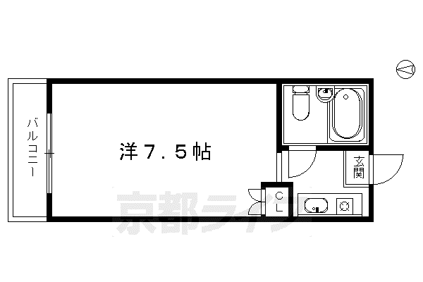 ハウス東(1K/1階)の間取り写真