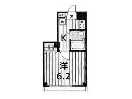 トワイライト2(1K/3階)の間取り写真