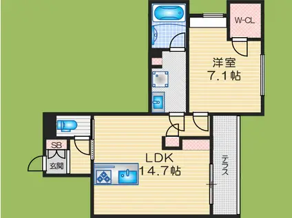 シャーメゾンサイビータ(1LDK/2階)の間取り写真
