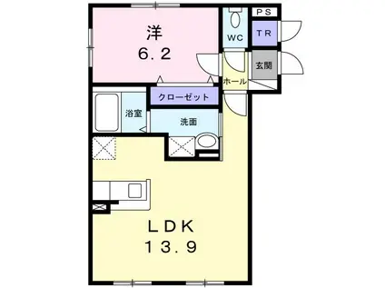 ポルトボヌールS(1LDK/1階)の間取り写真