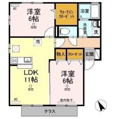 セジュールT&E(2LDK/1階)の間取り写真