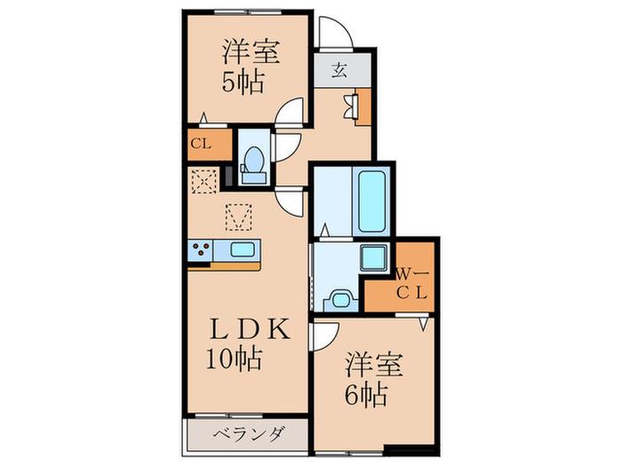 サンシャイン高塚(2LDK/1階)の間取り写真