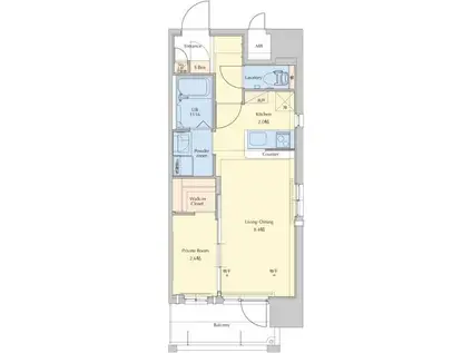 ネストピア博多駅前III(1LDK/9階)の間取り写真