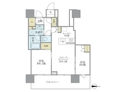 ブリリアタワー池袋(2LDK/29階)の間取り写真