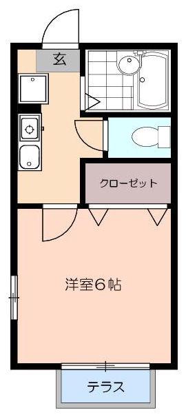 ハイツモナリエ(1K/1階)の間取り写真