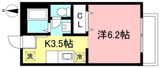 ピュアハイムI(1K/2階)の間取り写真