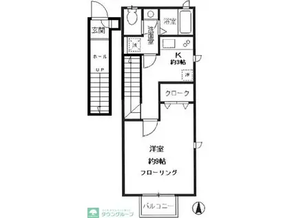 西武多摩川線 武蔵境駅 徒歩10分 2階建 築21年(1K/2階)の間取り写真
