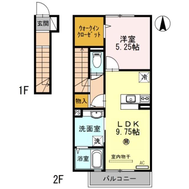 あーばんはいつ神前II(1LDK/2階)の間取り写真