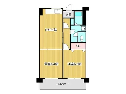 クレストコートあかしあ(2DK/4階)の間取り写真